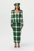 Bouclé Plaid Pencil Skirt