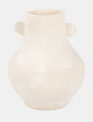 10" Eared Paper Mache Vase, Ivory