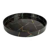 12" Round Decorative Tray for Coffee Table Ottoman Serving Decor Tray