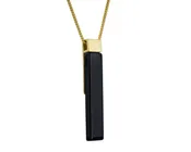 Black Onyx Long Rectangle Pendant with Brushed Finish