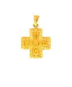 Byzantine cross necklace hand engraved-14K