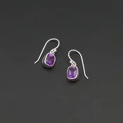 #20202 Acleoni Rectangular Amethyst &amp;amp; Sterling Silver Dangle Earrings