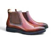 Carrucci Burnished Calfskin Chelsea Boot - Cognac