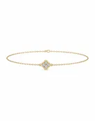 0.12CTW Diamond Station Clover Bracelet, 7" - 14K Yellow Gold