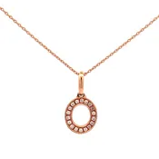 0.06ct Pink Diamond Round 14K Rose Gold Necklace Length 18