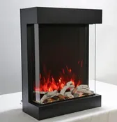 Amantii – 29” width  39” high unit – 11 3/4″ in depth 3 sided glass fireplace