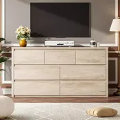 Commode à 7 tiroirs pour chambre à coucher, Grande commode moderne, Grande commode en bois de rangement pour salon, couloir, entrée