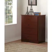 4-Drawer Chest, Brown, Single