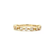 14 Karat Yellow Gold mixed shape bezel stack ring.