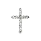 14K White Gold 11 Diamond Cross Pendant
