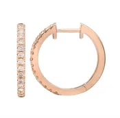 14k Rose Gold 17mm Diamond Mini Hoop Earrings .30ctw
