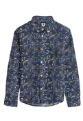 Chemise garçon bleue  avec imprimé floral