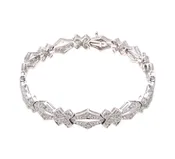 Diamond-Cut “X” and “O” White Gold Tennis Bracelet