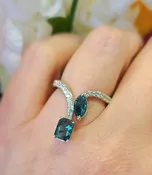 14kt White gold Salt and Pepper Blue Diamond Fashion Ring