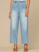 "Ab"leisure Skyrise Drawstring Double Pocket Petite Barely Barrel Jean