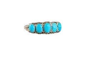 14K Gold Turquoise Ring with Scrollwork — Croft & Stern Jewelry Designs