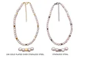 A2076 Fresh Water Pearl Necklace With Square Spacers 17"