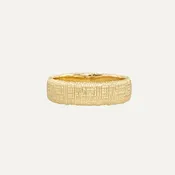 14K Yellow Gold Coarse Linen Suit 5.5mm Men's Ring