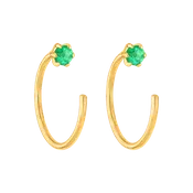 14kt Gold Emerald Mini Emerald Ear Huggers