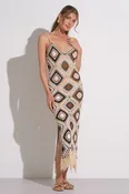 Aleki Crochet Midi Dress Natural Multi