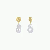 Abstract Pearl and Gold Drop Earrings