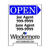 24″x30″ A-Board, Wood, Open House personalized with 2 Agent Information