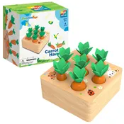 Fun Little Toys - Educational Wooden Toys Carrots Harvest Shape Size Sorting