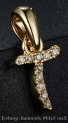 0.045 Ct. Diamond 10 Kt Gold (Yellow). Initial Letter/Alphabet "T" Pendant. (Women).