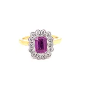 0.80 CT Pink Sapphire and 0.30 CTW Diamond Two Tone Diamond Halo Ring