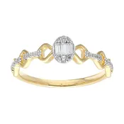 0.15Ct Fashion Cluster Ring For Women 10K Yellow Gold Baguette & Round Cut