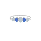Aqua & Cobolt Blue Sea Glass Hook Bracelet