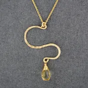 14K Gold Filled Hammered Zig Zag Citrine Necklace