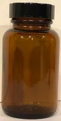 120 cc Amber Glass Wide Mouth Bottle With Black Cap and Poly Cone Liner