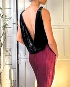 00s Backless Draped Velvet Top | S-M
