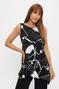 000- Atu Black with White Writing SharkBite Sleeveless Tunic