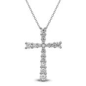 18k White Gold 0.76ctw Diamond Cross Necklace