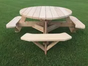56″ Round Picnic Table with Easy Seating