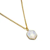 Gemoetric Sterling Silver Rainbow Moonstone Pendant with 18K Gold Vermeil