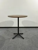 36" Knoll Bar height Table Walnut laminate with black metal X legs