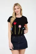 3D Crochet Floral Sweater Top