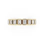 18K Yellow Gold 2.00cttw Lab Grown Diamond Emerald Cut Bezel Set Eternity Ring  - Ring Size 4