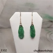 14K green jade Ruyi earrings