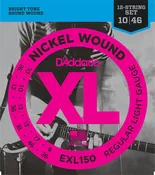 D'Addario 12-String Regular Light .010-.046 EXL150 Nickel Wound Electric Guitar Strings