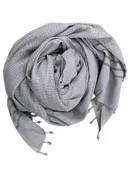 Beige Block-Print Scarf with Beaded Fringe | Asia West