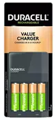 Duracell Value Charger with 4 NiMH Pre-Charged Rechargeable Batteries