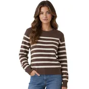 Brown and Cream Long Sleeve Crew Neck Sweater