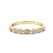14k  Yellow Gold 0.16cttw Diamond Ring with Round & Marquise Sections - Size 6.5