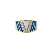 Opal inlay chevron cigar band