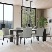 Channel Back Upholstered Dining Chair with Matte Black Metal Legs Set of 2