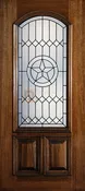 6' 8" 2/3 Arch Lite Decorative Glass Mahogany Wood Front Door - PD 3068-23A PECO